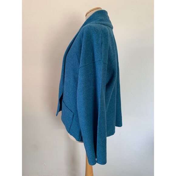 Eileen Fisher Small Blue100% Merino Wool Cardigan Sweater - Picture 3 of 9